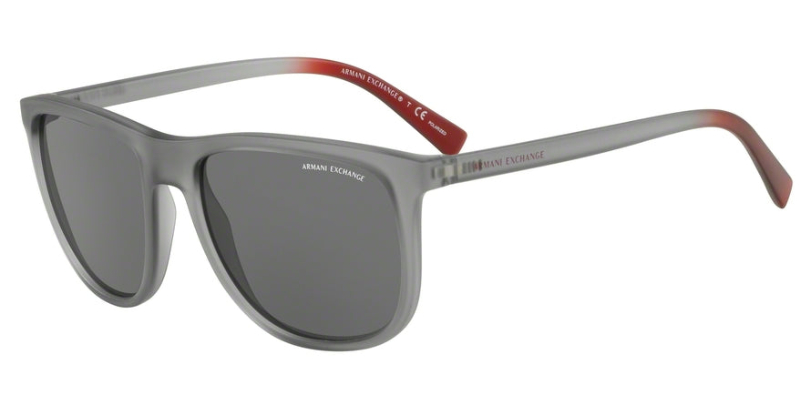 Exchange Armani AX4078SF Square Sunglasses 826081-MATTE TRANSPARENT SMOKE 56-18-145 - Color Map grey