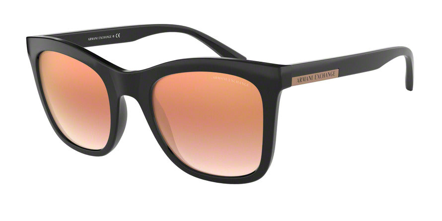 Exchange Armani AX4082S Square Sunglasses  81586F-BLACK 52-22-140 - Color Map black