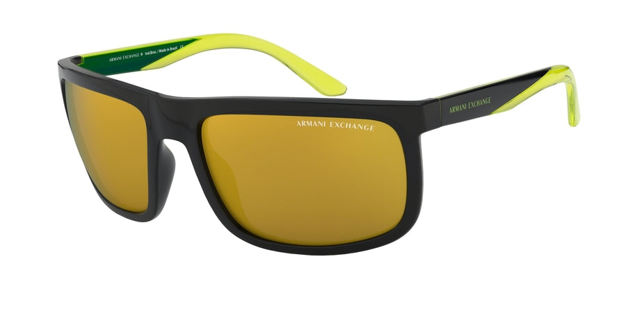 Exchange Armani AX4084SF Rectangle Sunglasses  81587P-BLACK 61-20-130 - Color Map black