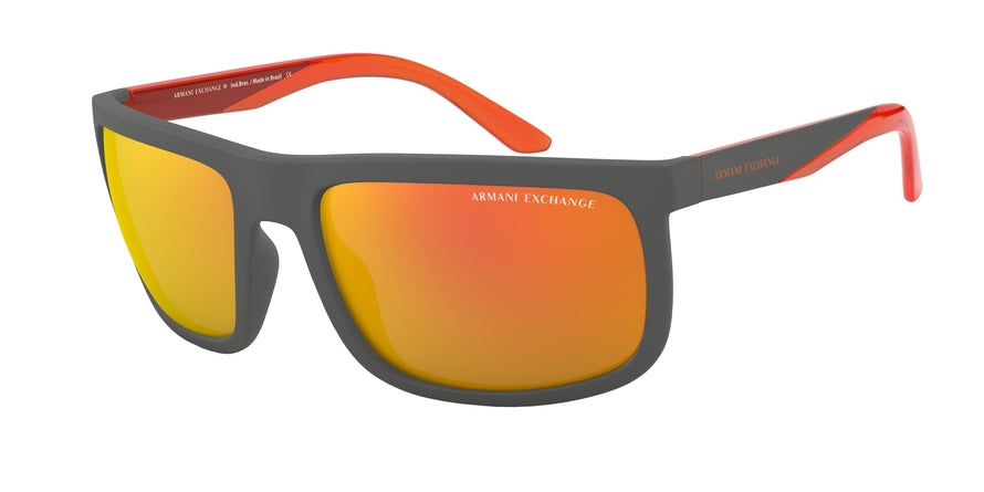 Exchange Armani AX4084SF Rectangle Sunglasses  82846Q-MATTE BROWN/GREY 61-20-130 - Color Map grey