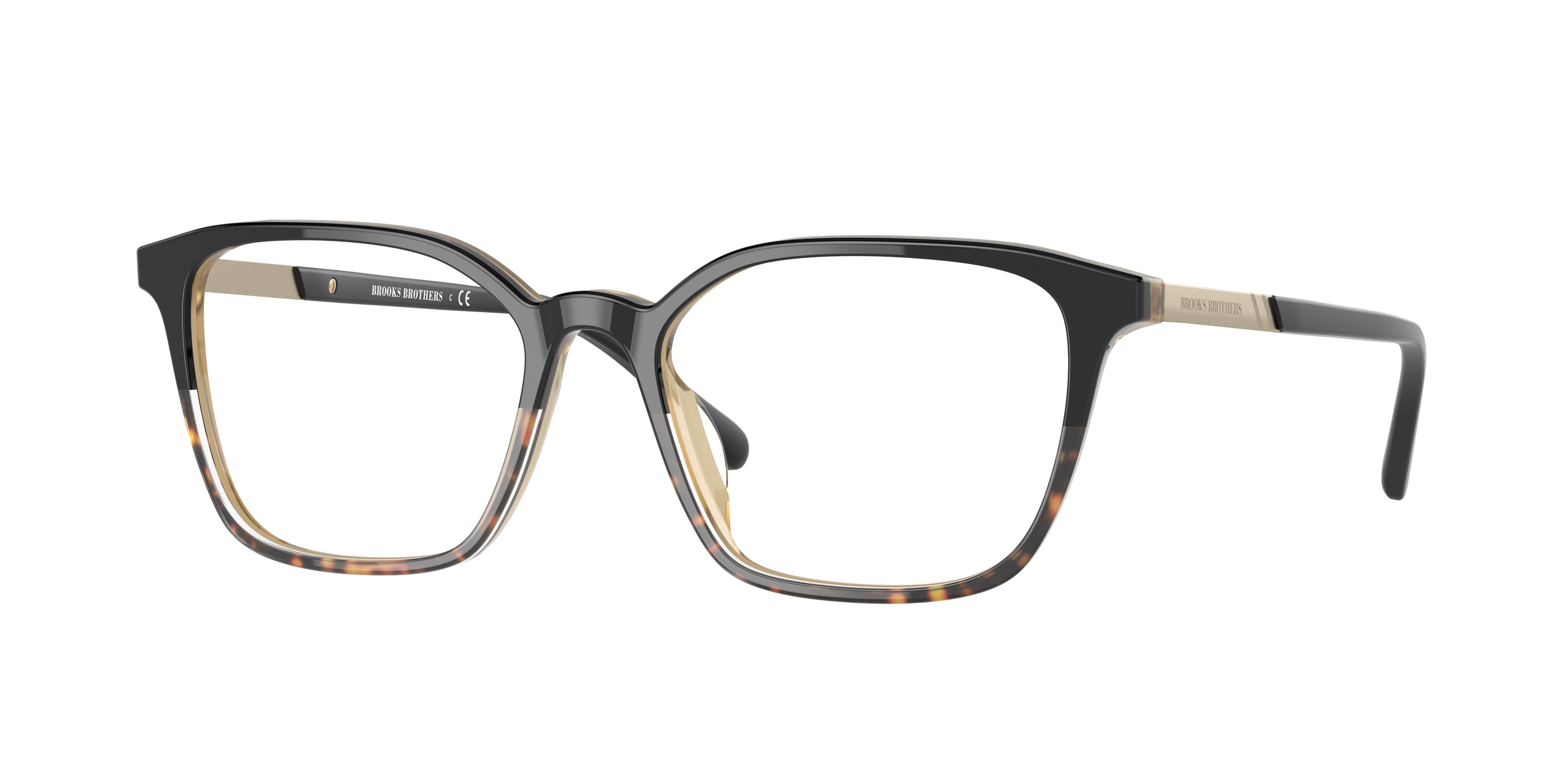Brooks Brothers BB2054 Square Eyeglasses  6117-Black Tortoise Gradient 53-145-17 - Color Map Black