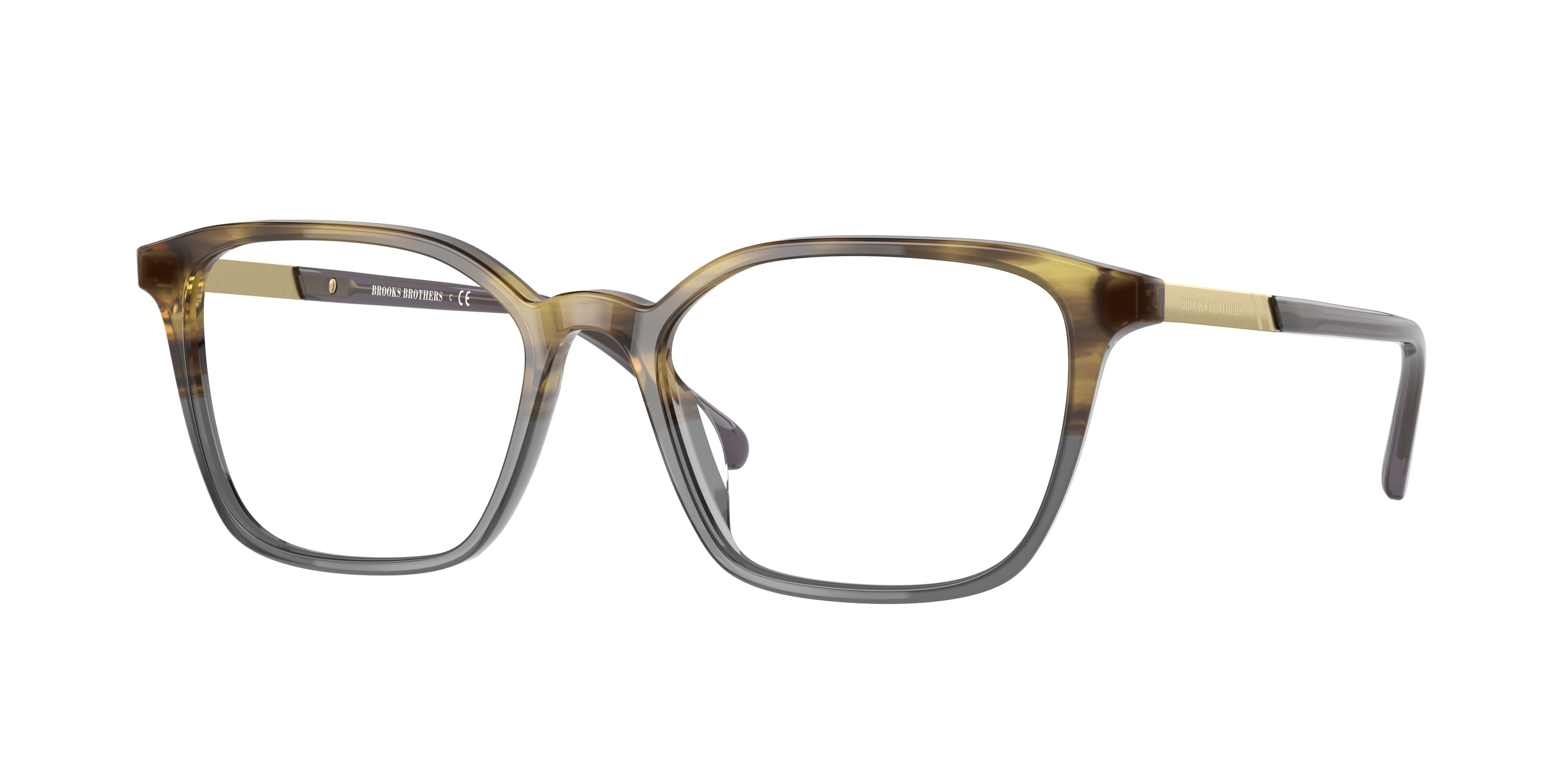 Brooks Brothers BB2054 Square Eyeglasses  6128-Grey Brown Horn Gradient 53-145-17 - Color Map Grey