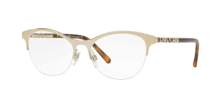 Burberry BE1298 Cat Eye Eyeglasses 1145-LIGHT GOLD 53-17-140 - Color Map gold