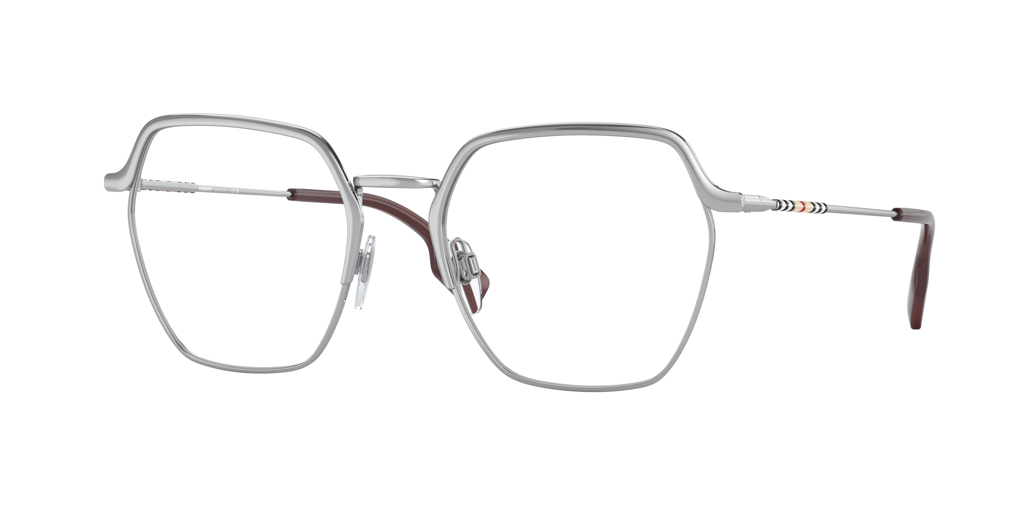 Burberry ANGELICA BE1371 Irregular Eyeglasses  1005-Silver 52-140-19 - Color Map Silver