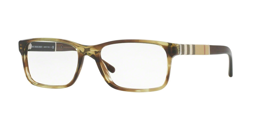 Burberry BE2162 Rectangle Eyeglasses  3611-STRIPED GREEN 55-17-140 - Color Map green