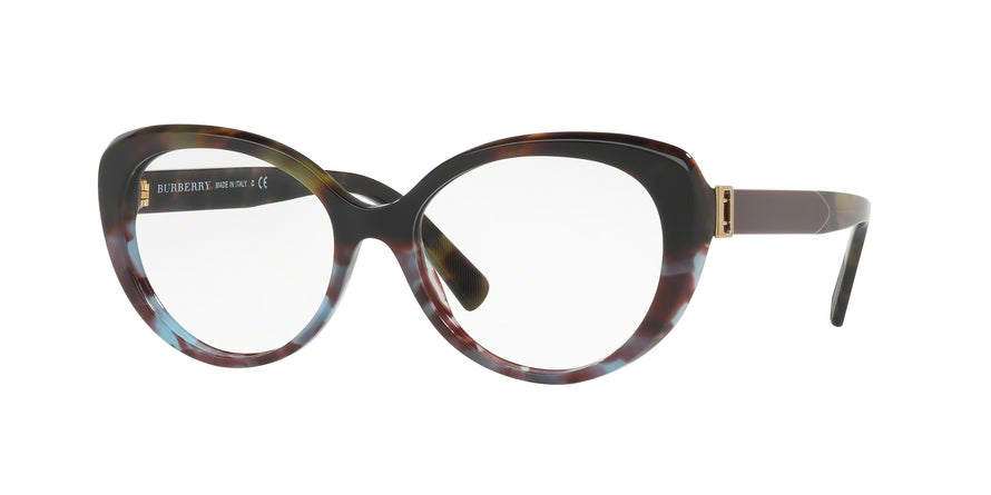 Burberry BE2251F Round Eyeglasses  3636-GREEN HAVANA/BLUE HAVANA 53-16-140 - Color Map green