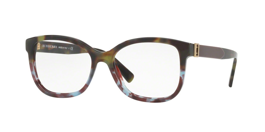 Burberry BE2252F Square Eyeglasses  3636-GREEN HAVANA/BLUE HAVANA 54-16-140 - Color Map green