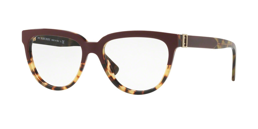 Burberry BE2268 Square Eyeglasses 3682-TOP GRAD RED ON TORTOISE 51-16-140 - Color Map bordeaux