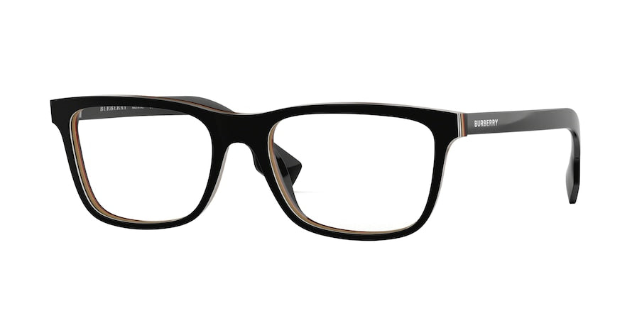 Burberry BE2292 Rectangle Eyeglasses 3798-CHECK MULTILAYER BLACK 55-18-145 - Color Map black