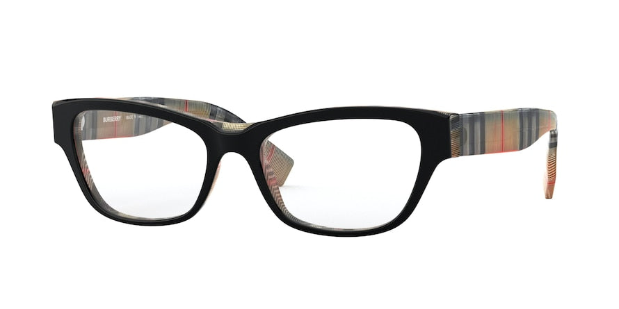 Burberry BE2302 Square Eyeglasses 3806-TOP BLACK ON VINTAGE CHECK 53-17-140 - Color Map black