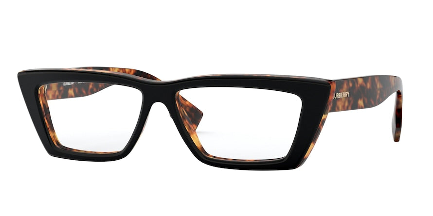 Burberry BE2305 Rectangle Eyeglasses 3810-TOP BLACK ON HAVANA 55-14-140 - Color Map black
