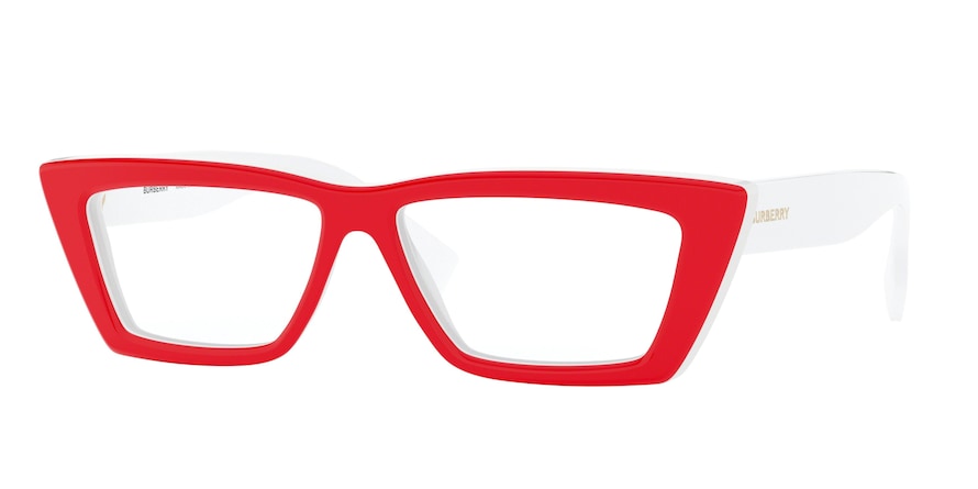 Burberry BE2305 Rectangle Eyeglasses 3811-TOP RED ON WHITE 53-14-140 - Color Map red