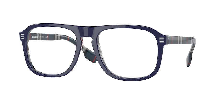 Burberry NEVILLE BE2350F Rectangle Eyeglasses 3956-TOP BLUE ON NAVY CHECK 56-19-145 - Color Map blue