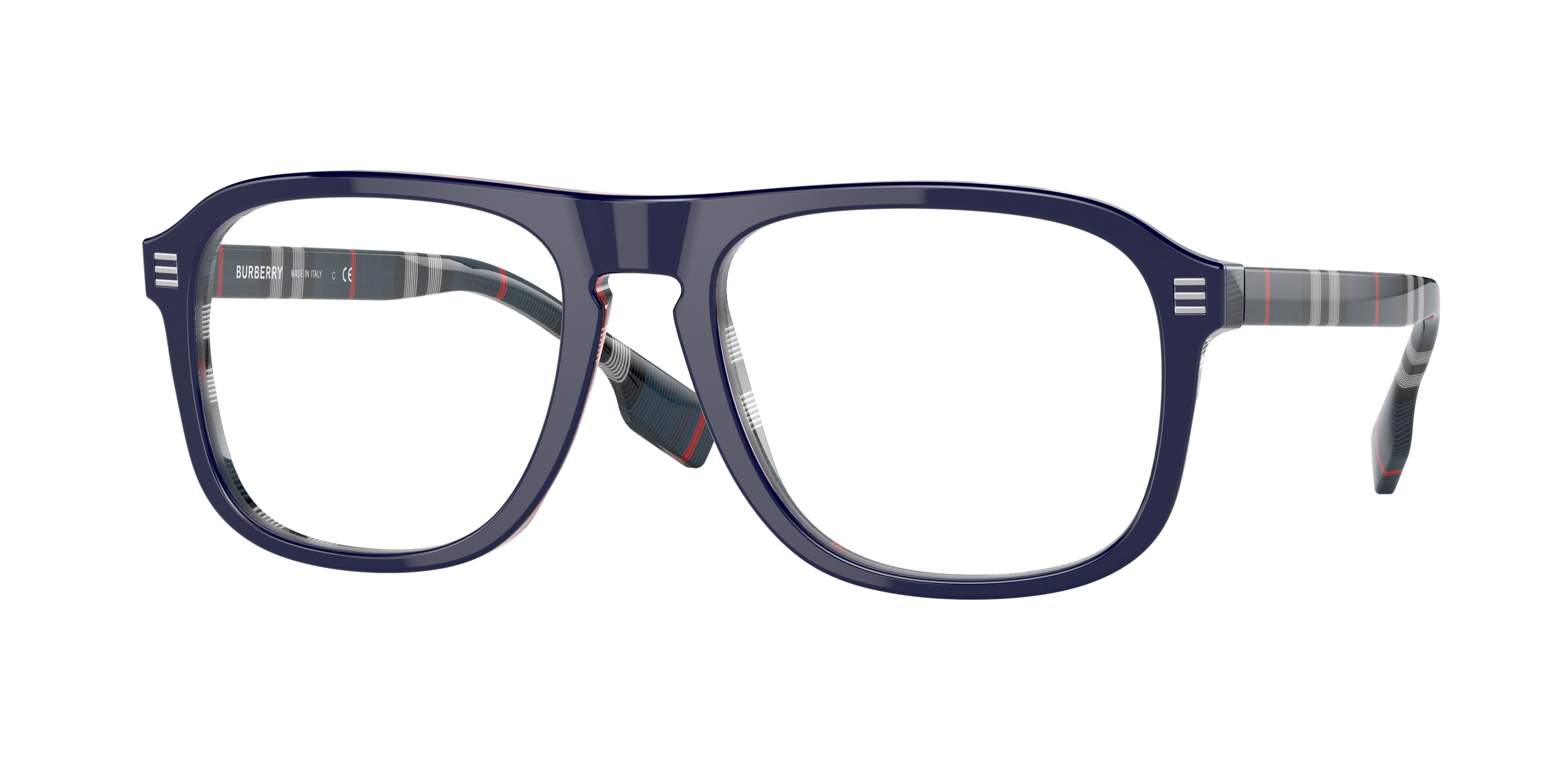 Burberry NEVILLE BE2350 Rectangle Eyeglasses  3956-Top Blue On Navy Check 54-145-19 - Color Map Blue