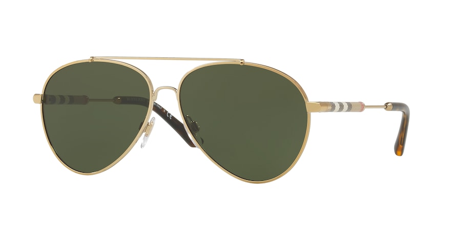 Burberry BE3092QF Pilot Sunglasses  114571-LIGHT GOLD 60-13-140 - Color Map gold