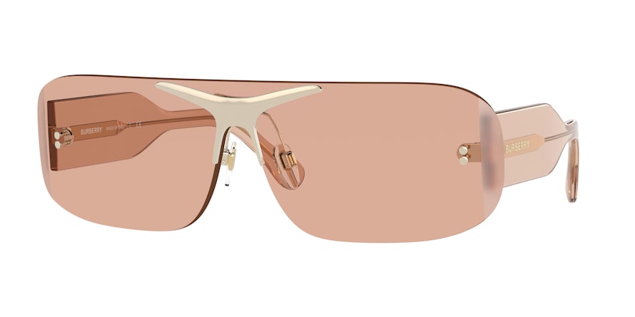 Burberry BE3123 Rectangle Sunglasses 3358/3-TRANSPARENT PEACH 60-160-145 - Color Map light brown