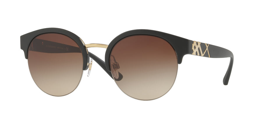 Burberry BE4241 Round Sunglasses  346413-MATTE BLACK/PALE GOLD 52-22-140 - Color Map black