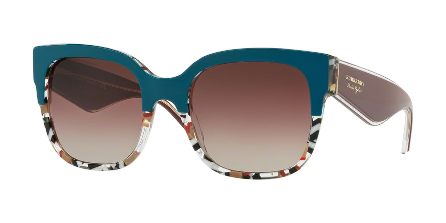 Burberry BE4271F Square Sunglasses  3731E2-TOP GREEN ON CHECK 56-21-145 - Color Map green