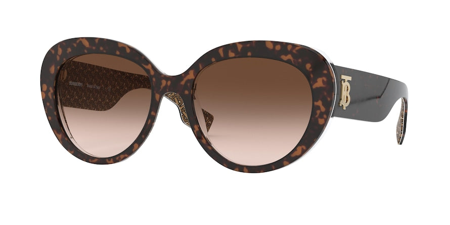 Burberry ROSE BE4298F Cat Eye Sunglasses 382713-TOP DARK HAVANA ON TB BROWN 54-18-140 - Color Map havana