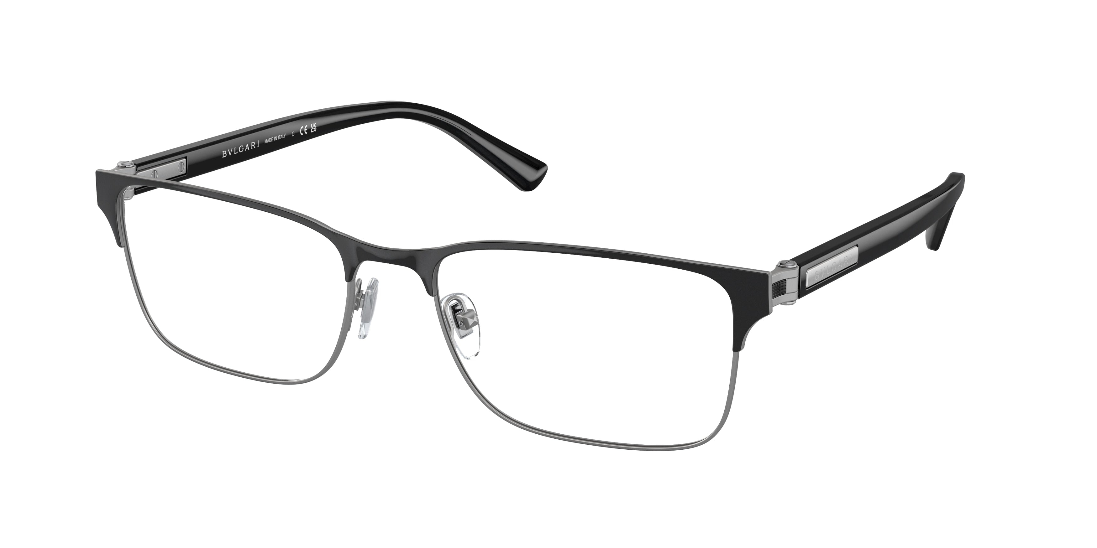 Bvlgari BV1121 Rectangle Eyeglasses  195-Matte Gunmetal/Black 57-150-18 - Color Map Grey