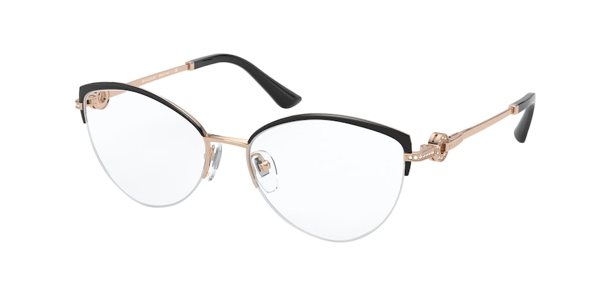 Bvlgari BV2217B Cat Eye Eyeglasses  2033-BLACK/PINK GOLD 54-16-140 - Color Map black