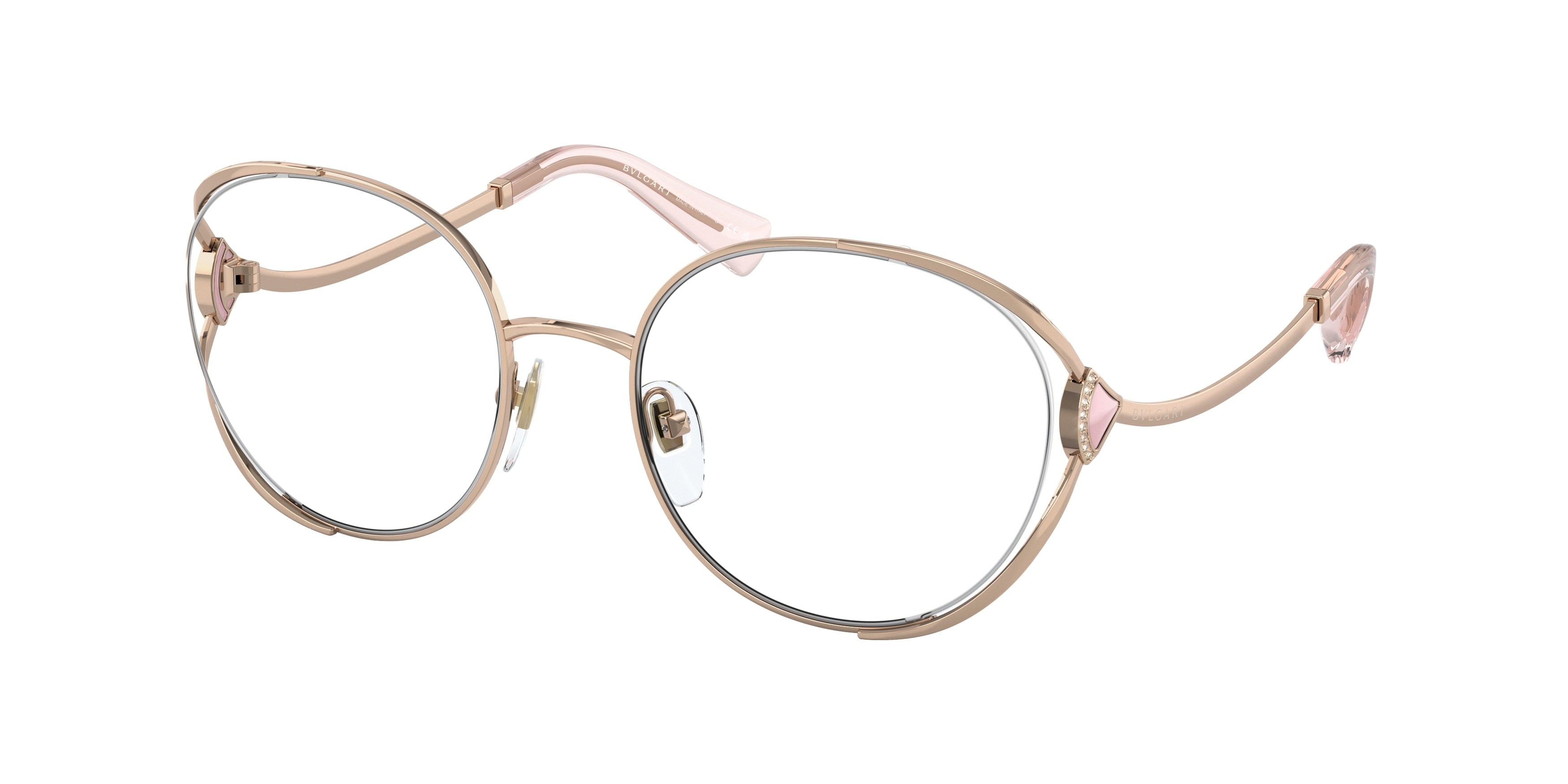 Bvlgari BV2245B Round Eyeglasses 2057-Pink Gold 54-140-20 - Color Map Pink