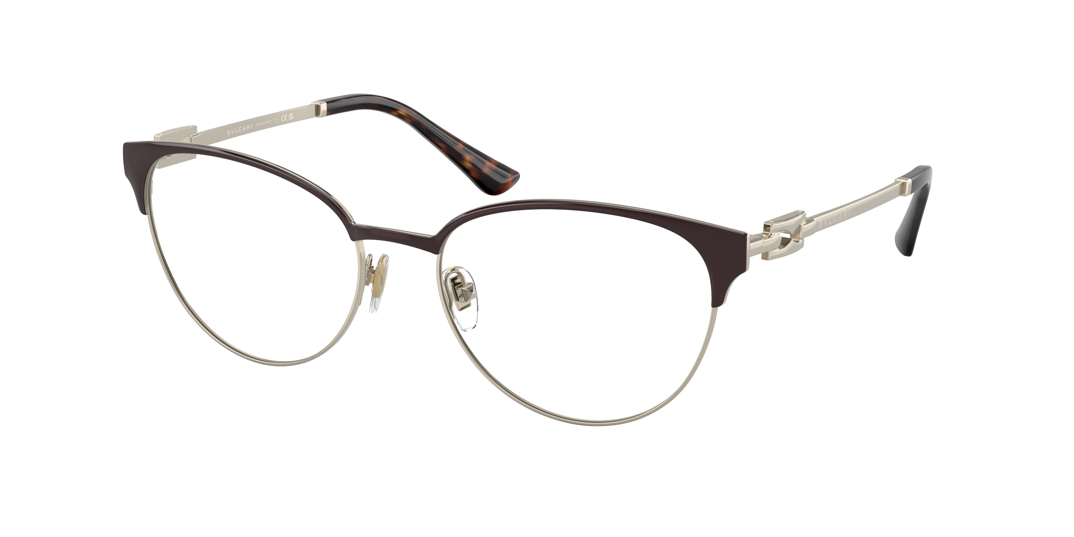 Bvlgari BV2247 Cat Eye Eyeglasses 2034-Pale Gold/Brown 54-140-17 - Color Map Gold