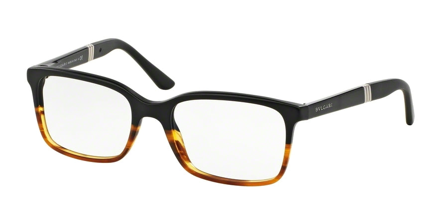 Bvlgari BV3018 (52) BV3018 Square Eyeglasses  5227-BLACK GRAD STRIPED BROWN MATTE 52-18-140 - Color Map black
