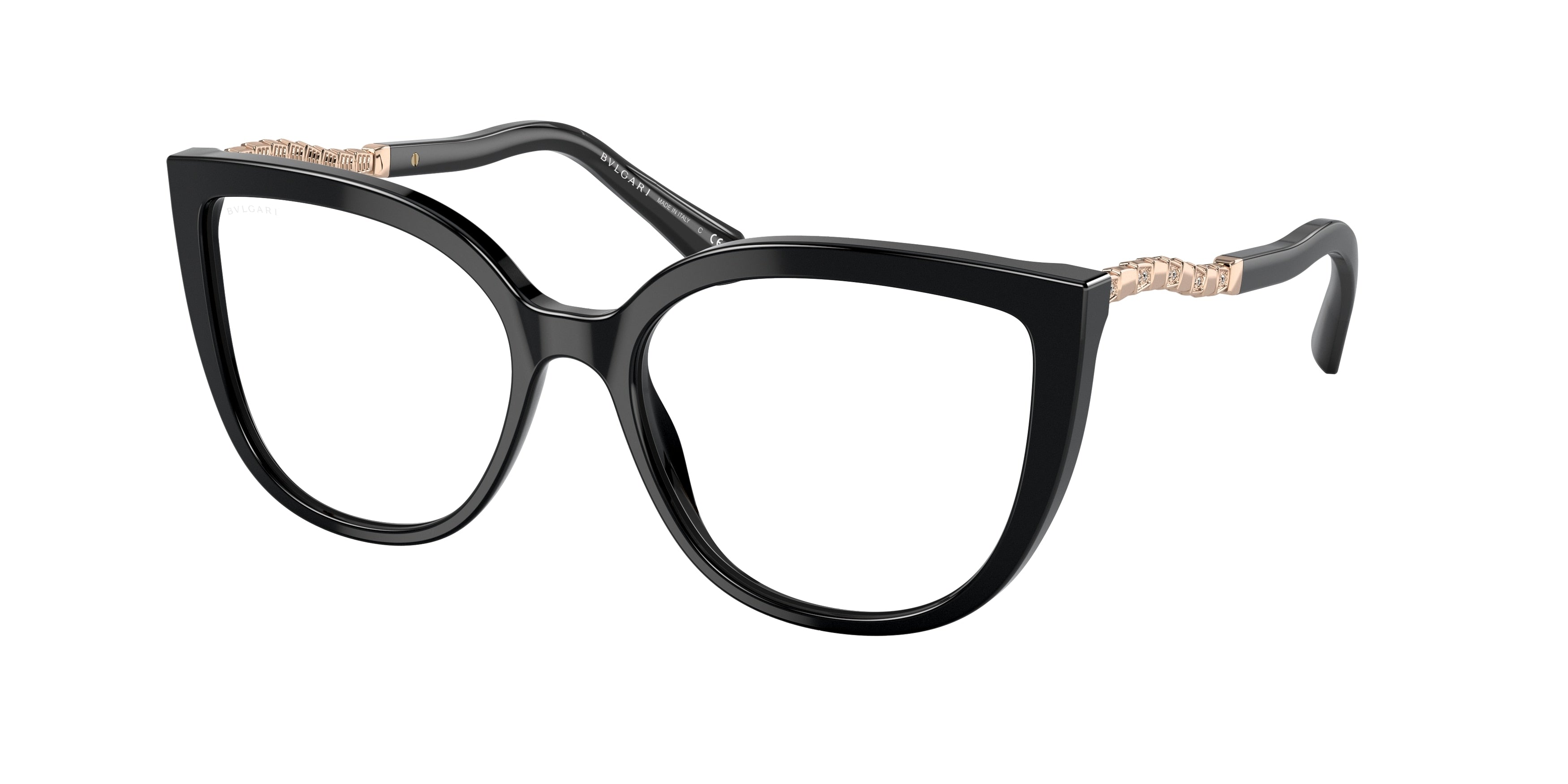 Bvlgari BV4214BF Cat Eye Eyeglasses 5518-Black 54-145-17 - Color Map Black
