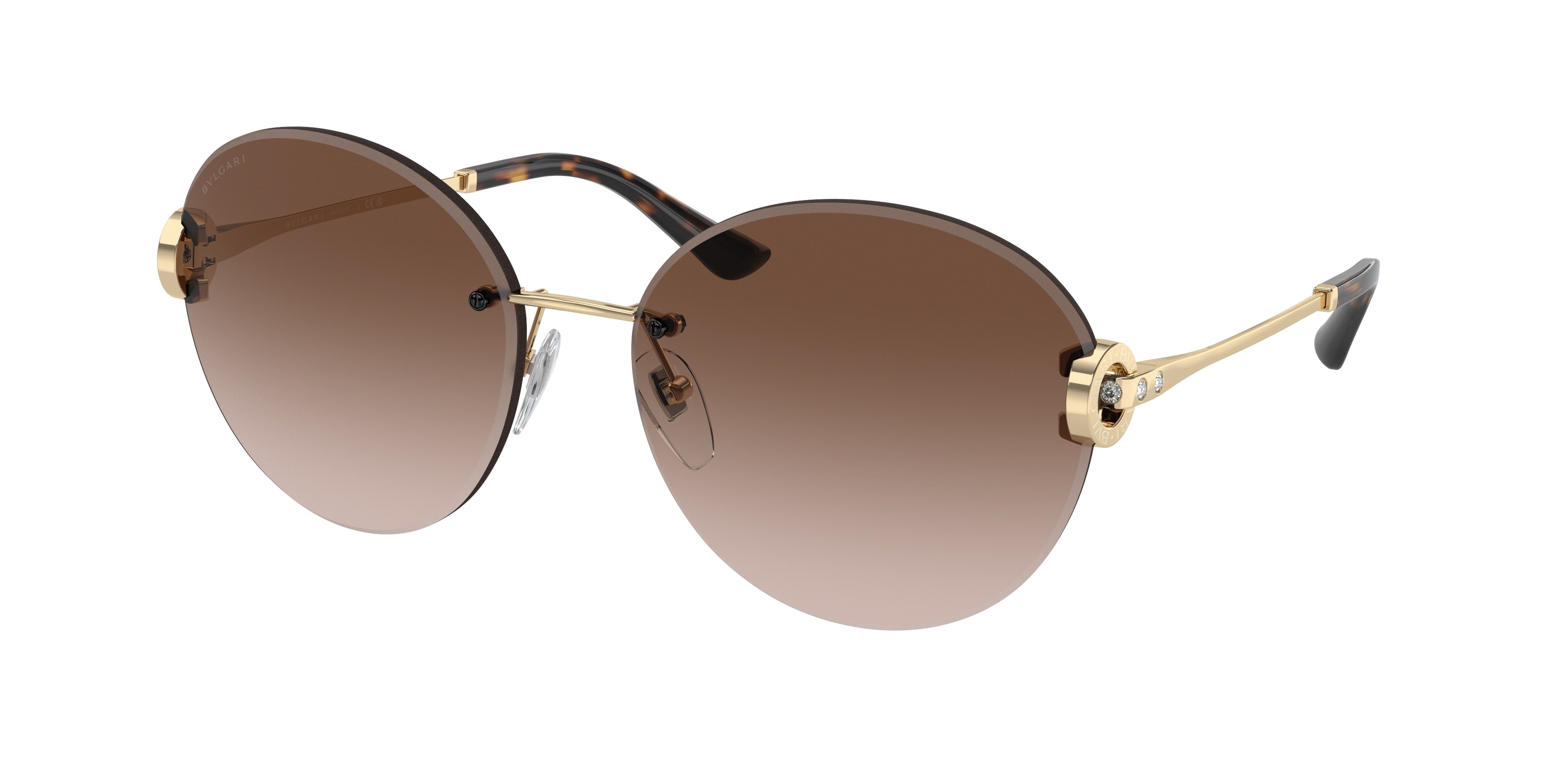 Bvlgari BV6091B Round Sunglasses  278/13-Pale Gold 61-140-17 - Color Map Gold