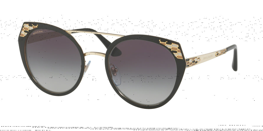 Bvlgari BV6095 Cat Eye Sunglasses  20248G-BLACK DEMI MATTE/PALE GOLD 53-20-145 - Color Map black