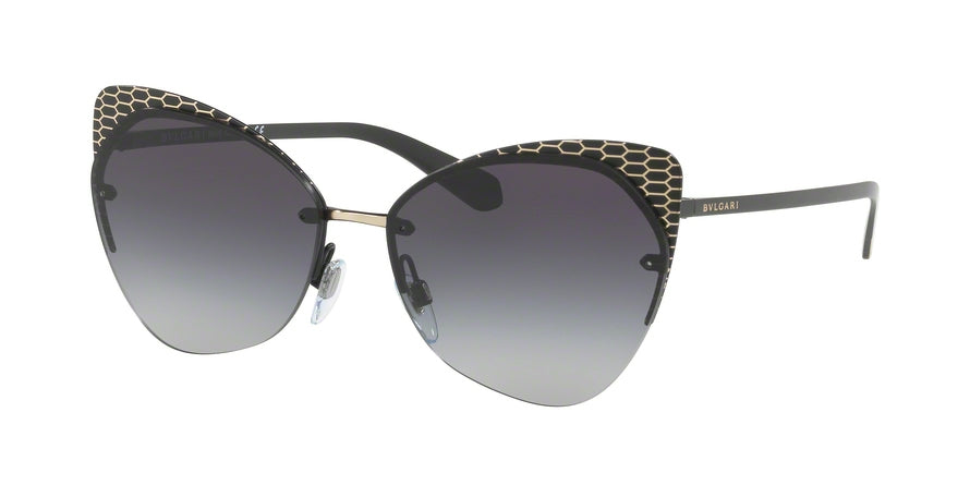 Bvlgari BV6096 Round Sunglasses  20288G-MATTE BLACK/PALE GOLD 58-15-140 - Color Map black