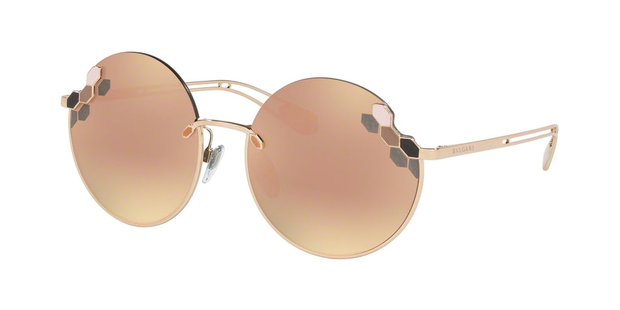 Bvlgari BV6124 Round Sunglasses 20144Z-PINK GOLD 57-18-140 - Color Map gold