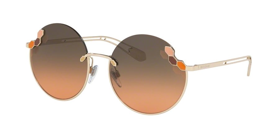 Bvlgari BV6124 Round Sunglasses 278/18-PALE GOLD 57-18-140 - Color Map gold