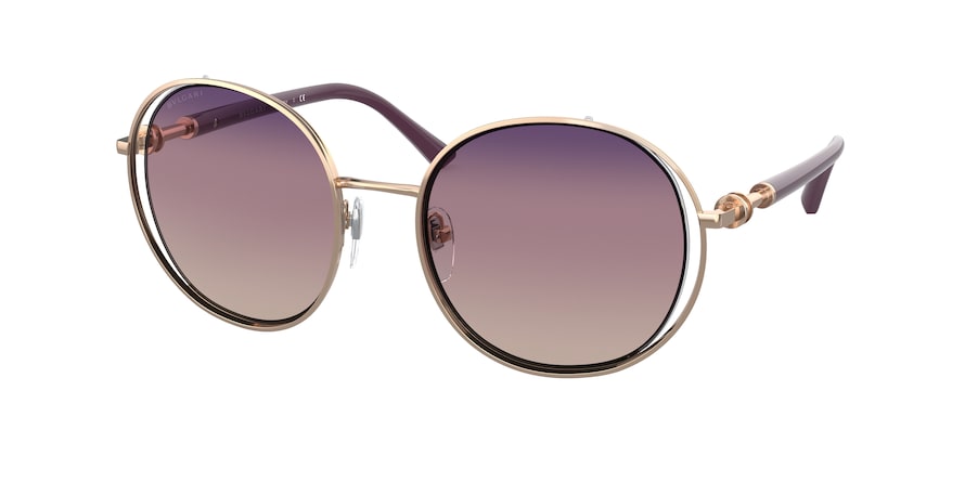 Bvlgari BV6135 Round Sunglasses 2014U6-PINK GOLD 55-20-140 - Color Map gold