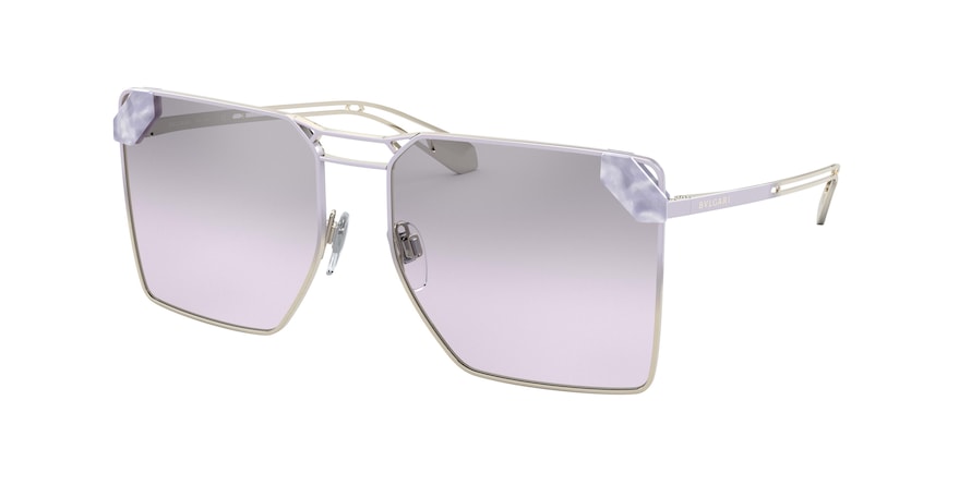 Bvlgari BV6147 Square Sunglasses 278/7A-PALE GOLD/GRADIENT LILAC 57-17-140 - Color Map gold