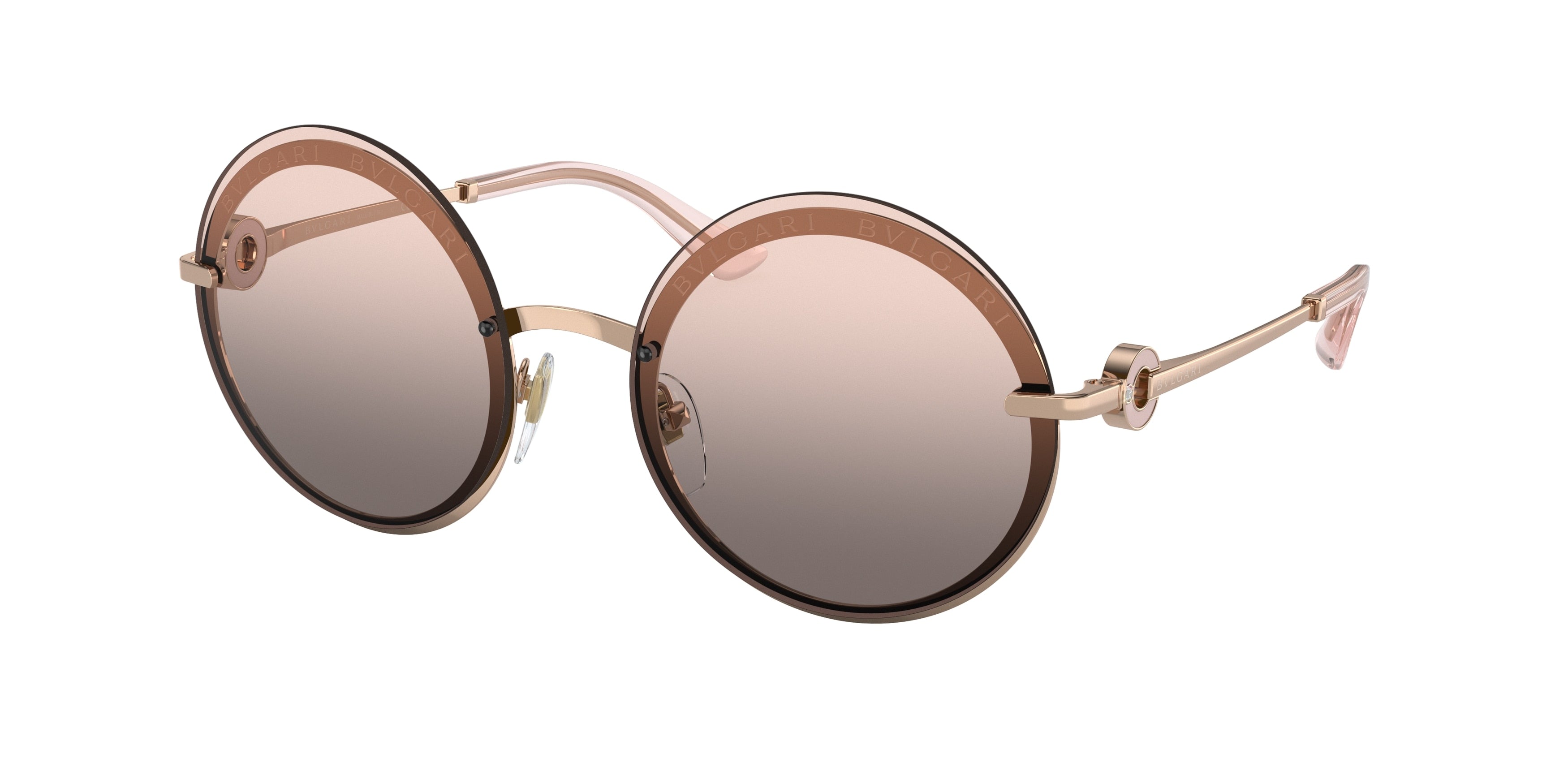 Bvlgari BV6149B Round Sunglasses  20143B-Pink Gold 56-140-18 - Color Map Pink