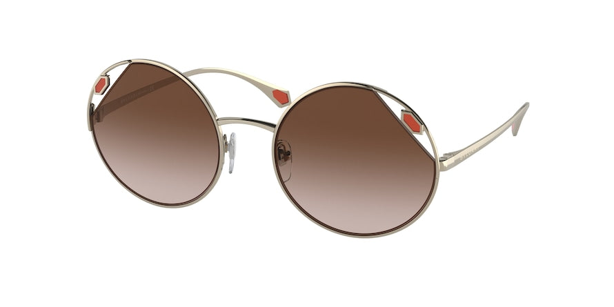 Bvlgari BV6159 Round Sunglasses 278/13-PALE GOLD 54-20-140 - Color Map gold
