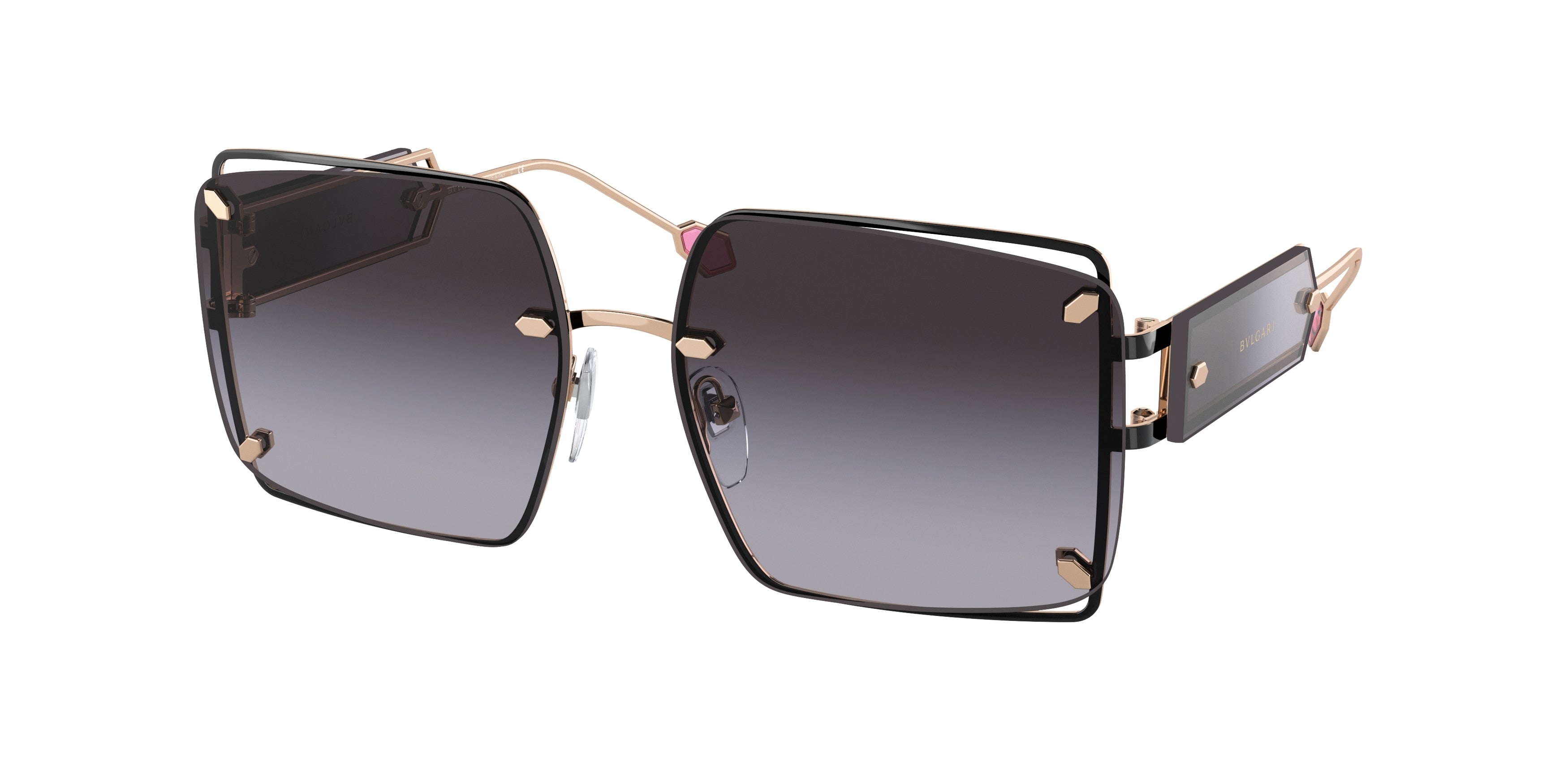 Bvlgari BV6171 Square Sunglasses  20238G-Pink Gold/Black 59-140-15 - Color Map Pink