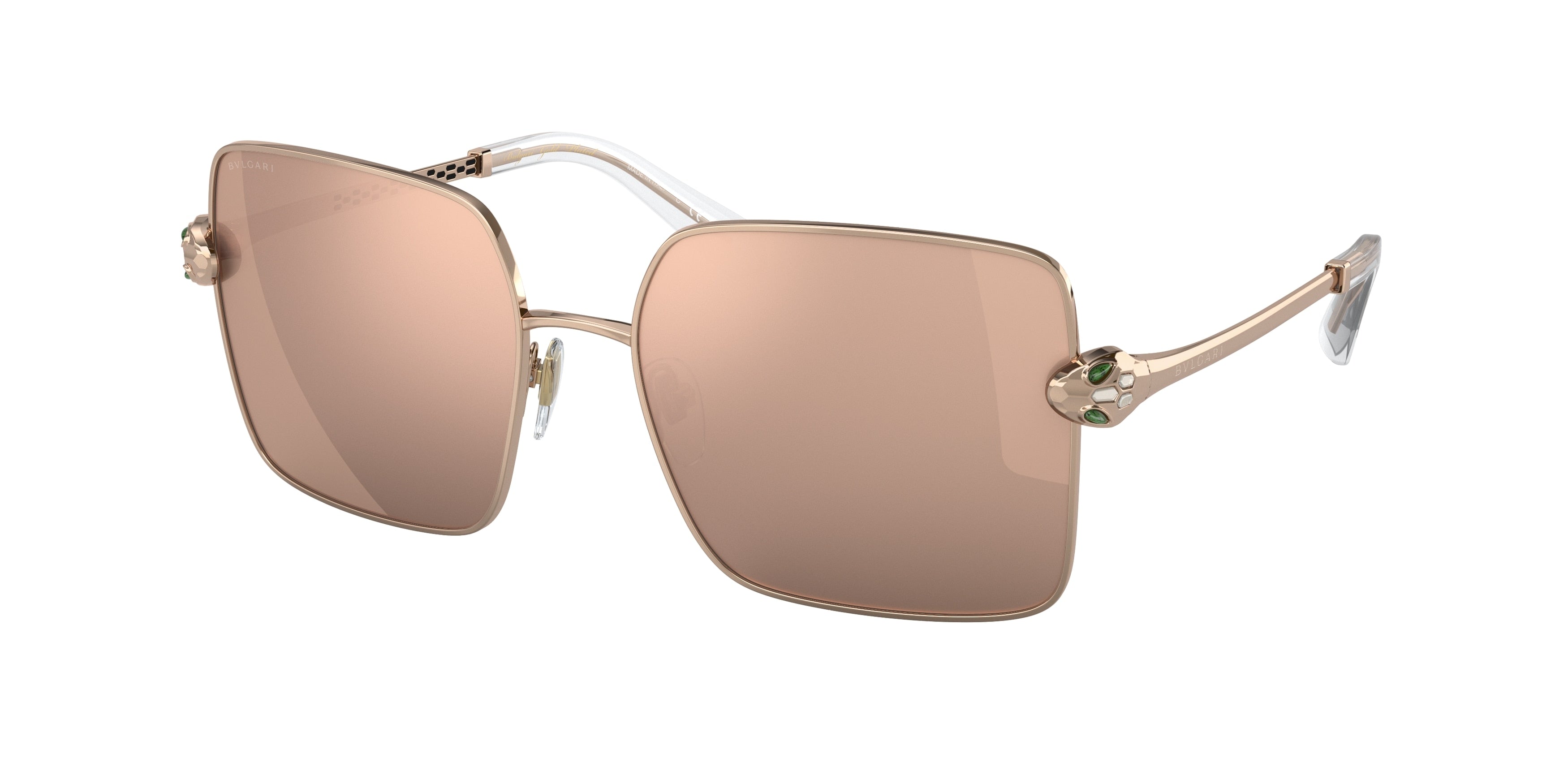 Bvlgari BV6180KB Square Sunglasses 20140W-Pink Gold Plated 57-140-17 - Color Map Pink