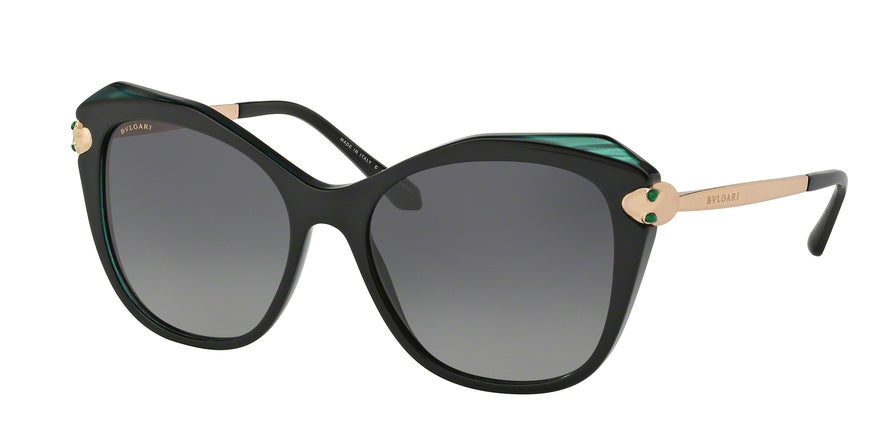Bvlgari BV8187KB Square Sunglasses  5417T3-TOP BLACK/MALACHITE/BLACK 55-17-140 - Color Map black