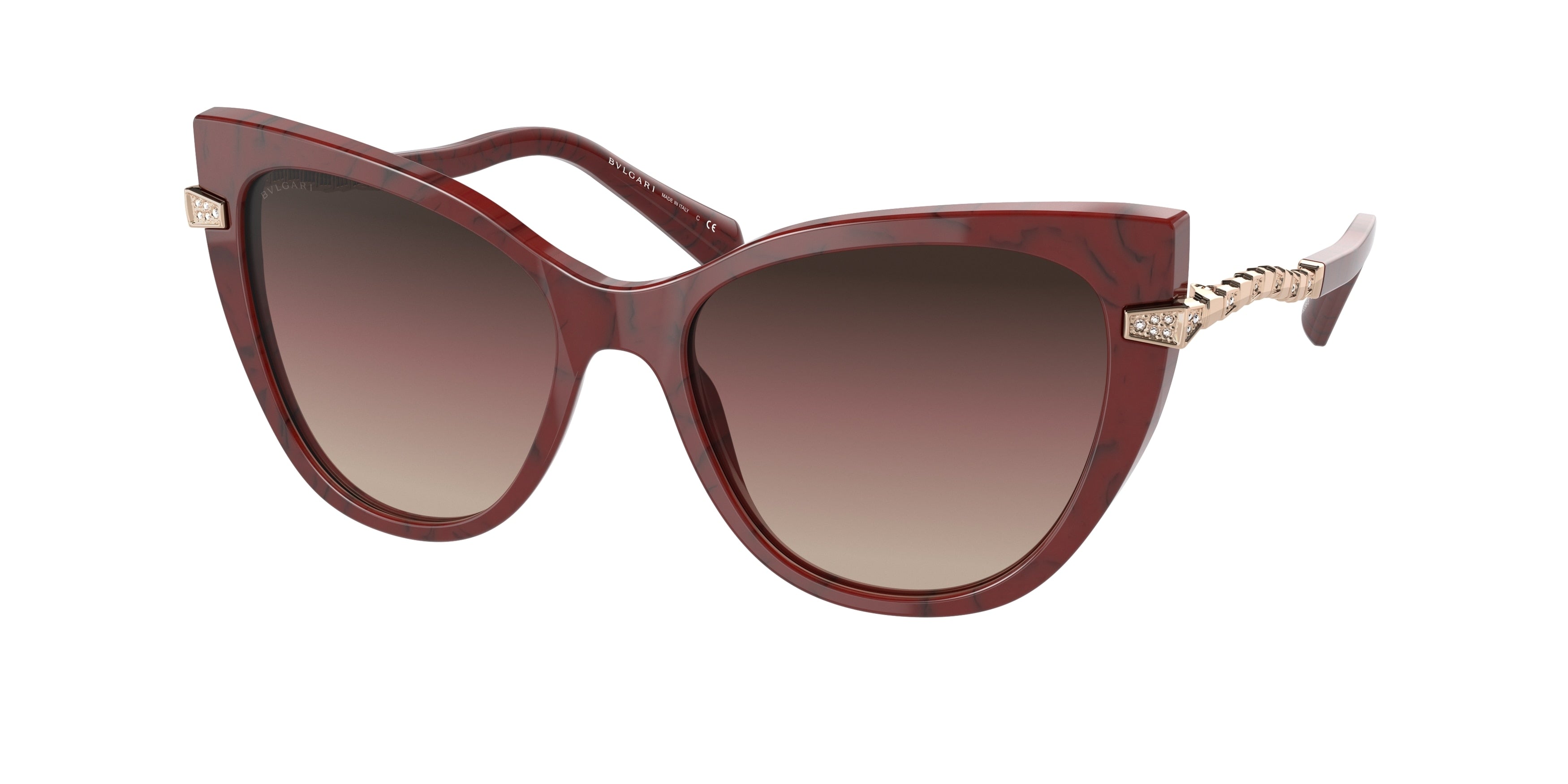 Bvlgari BV8236B Cat Eye Sunglasses 5500E2-Marble Cherry 55-140-17 - Color Map Red