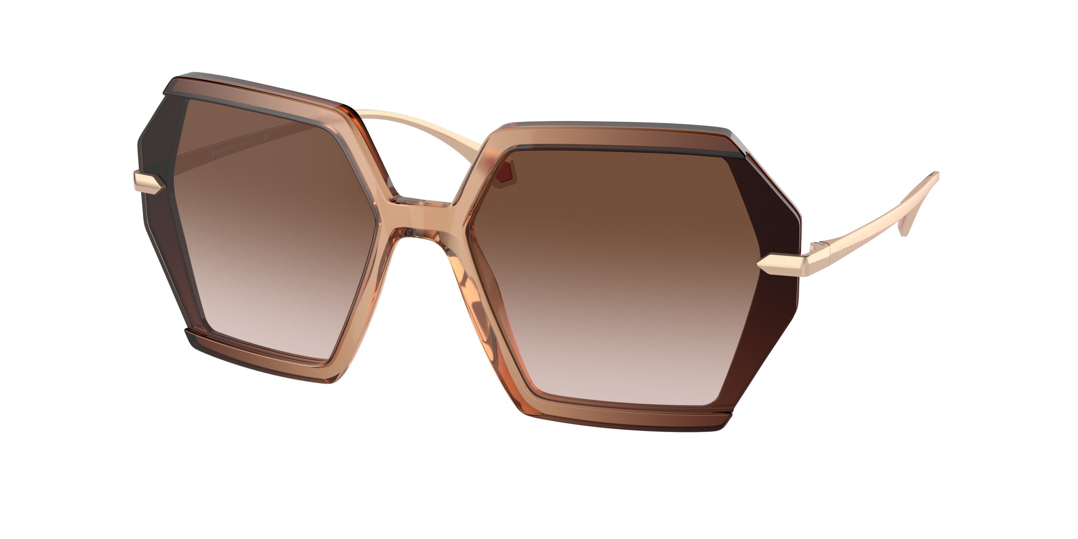 Bvlgari BV8240 Irregular Sunglasses  550313-Brown Gradient 61-140-16 - Color Map Brown