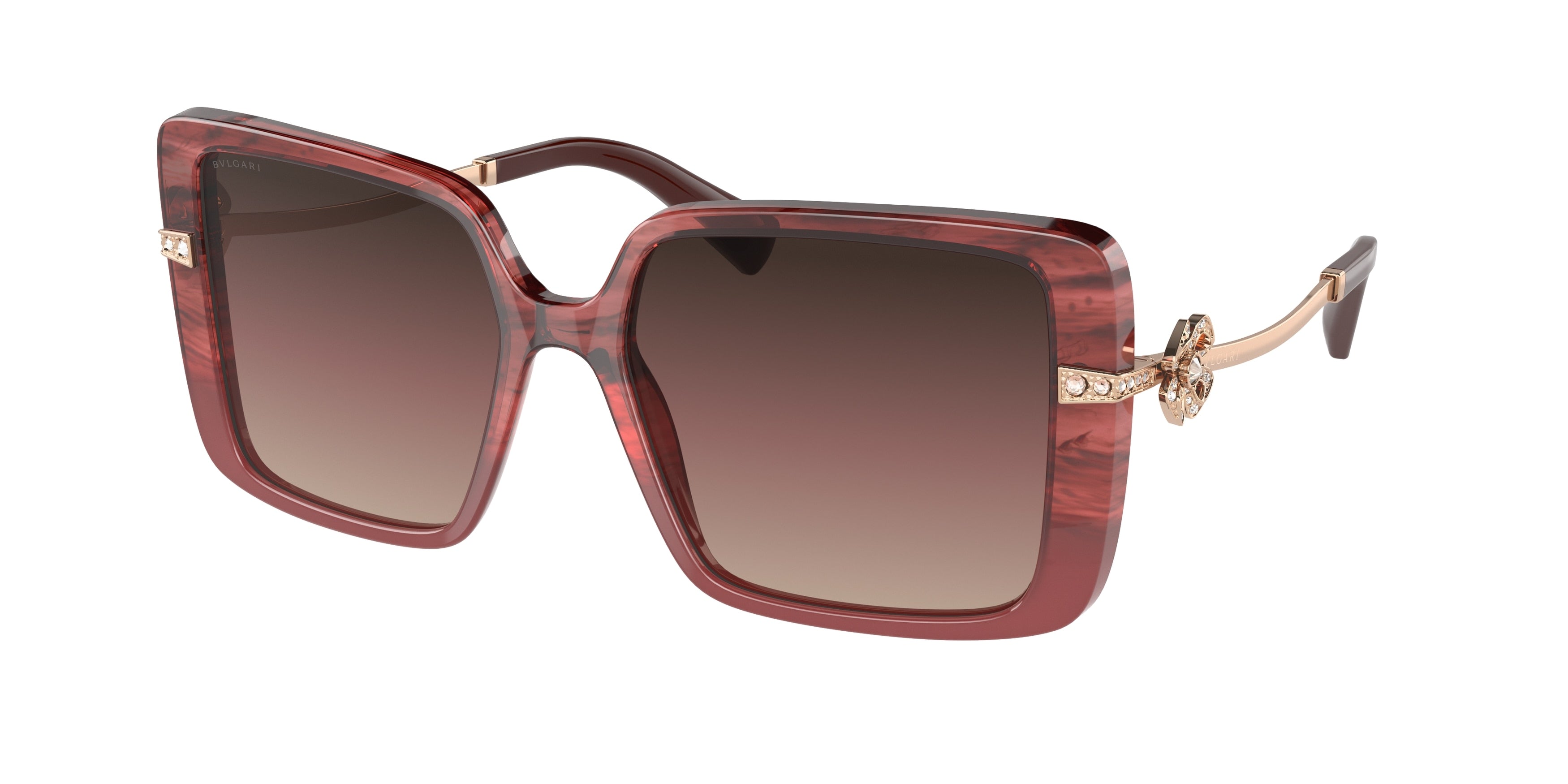Bvlgari BV8243BF Square Sunglasses  5511E2-Opal Red Striped Gradient 56-145-17 - Color Map Red
