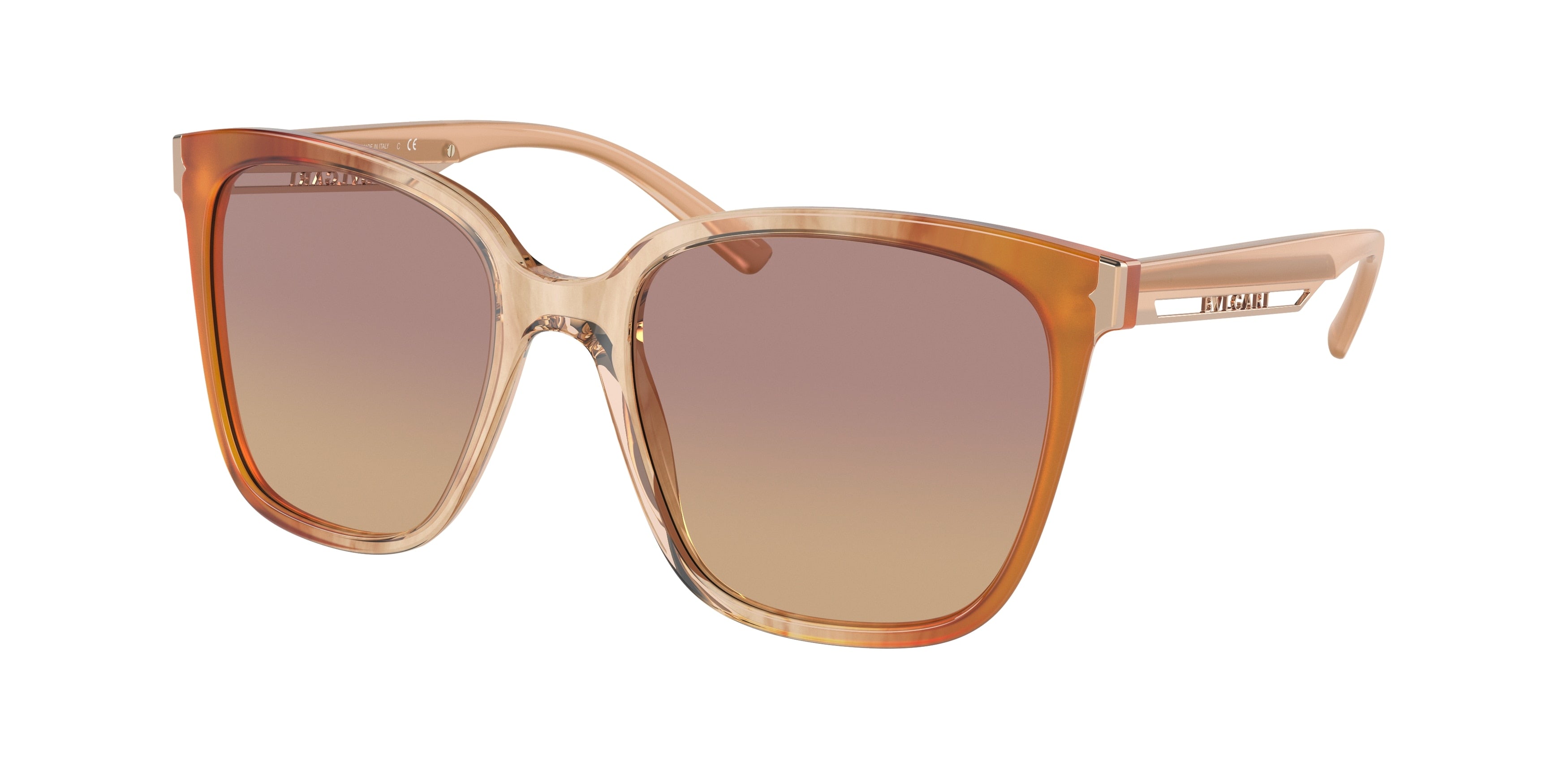 Bvlgari BV8245F Square Sunglasses 5509EL-Opal Peach Striped Gradient 54-145-19 - Color Map Pink
