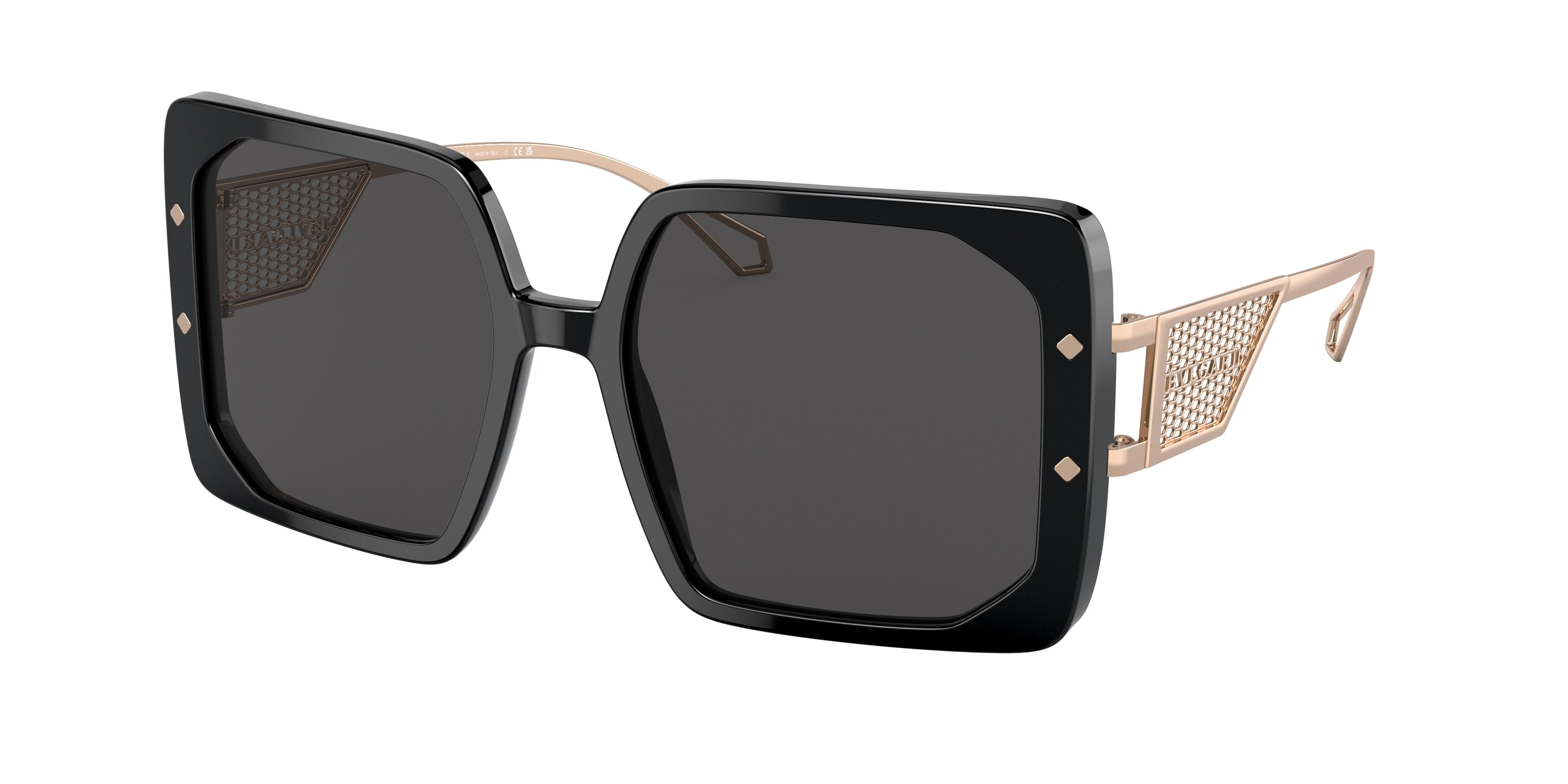 Bvlgari BV8254 Square Sunglasses  501/87-Black 55-140-18 - Color Map Black