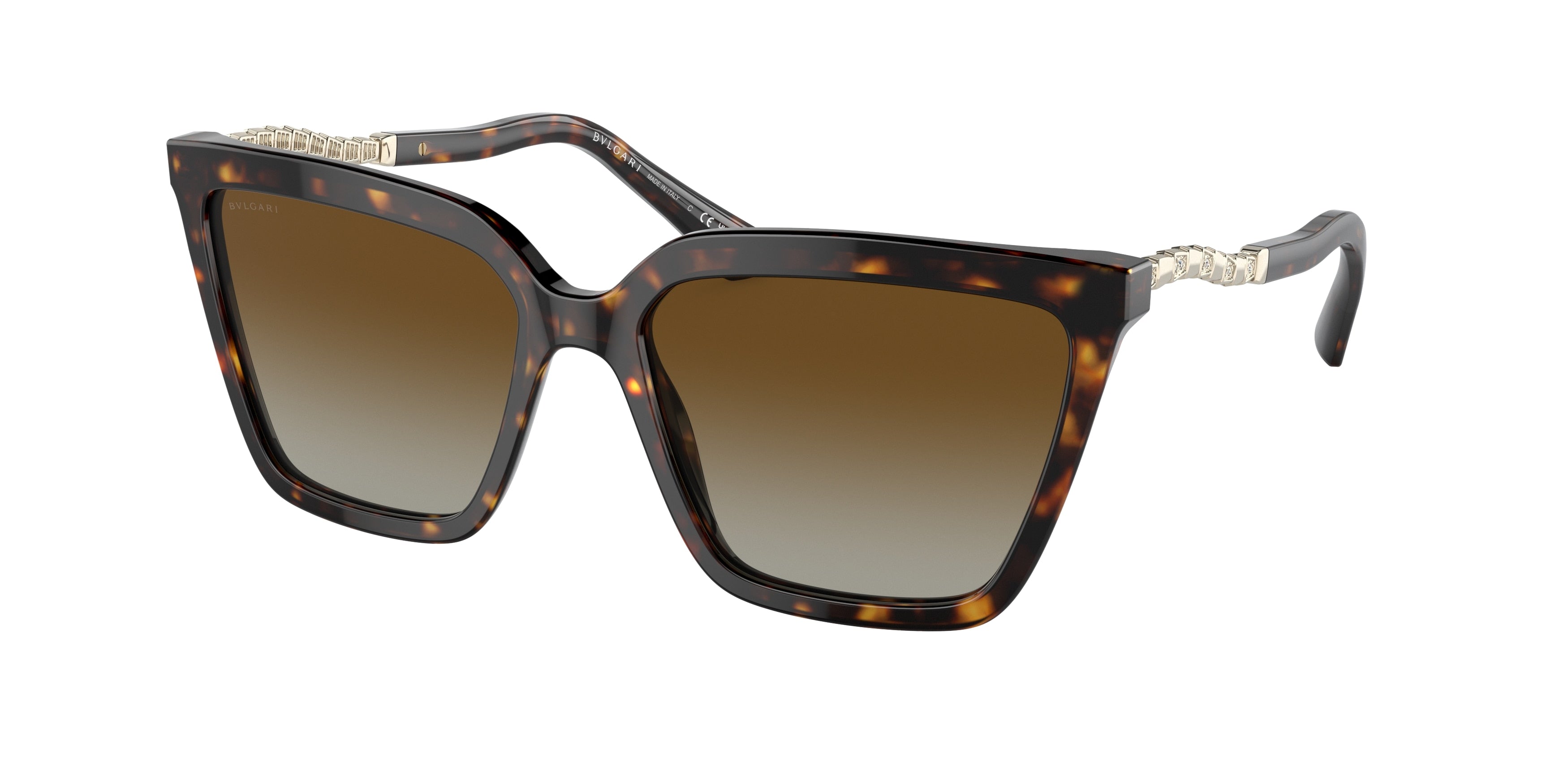Bvlgari BV8255B Cat Eye Sunglasses 504/T5-Havana 57-140-17 - Color Map Tortoise