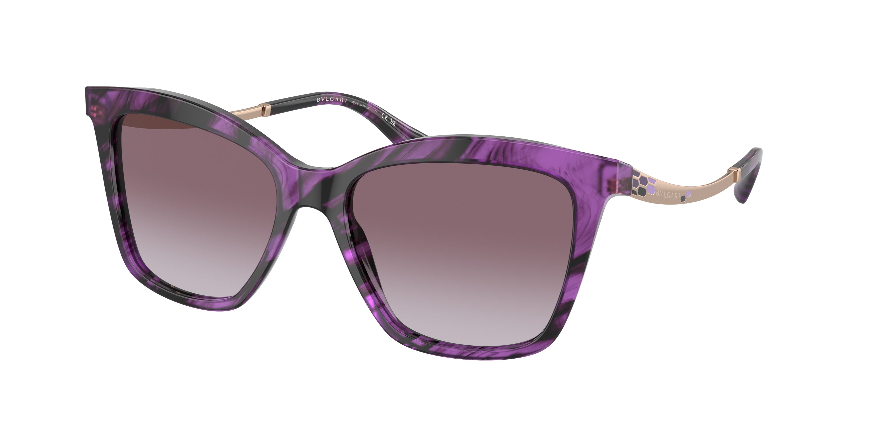 Bvlgari BV8257F Cat Eye Sunglasses 54058H-Striped Purple 56-145-17 - Color Map Violet