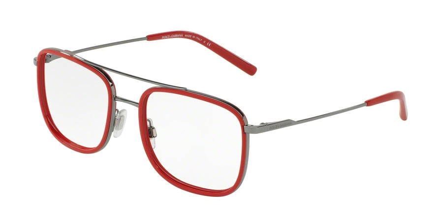 DOLCE & GABBANA DG1288 Square Eyeglasses 04-GUNMETAL/RED 53-18-145 - Color Map red