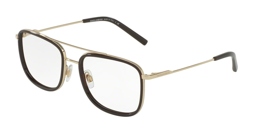 DOLCE & GABBANA DG1288 Square Eyeglasses 488-PALE GOLD/BROWN 53-18-145 - Color Map brown